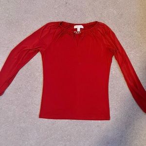 Michael Kors Long Sleeve Red Soft Stretchy Top Size XS